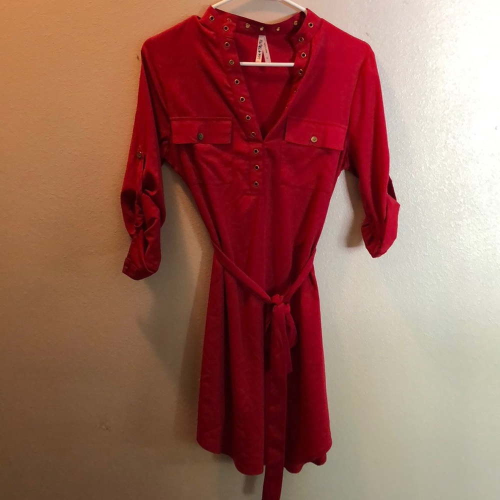 Red slip dress